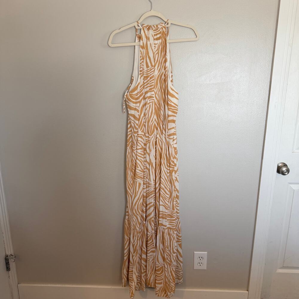 Nine West XXL Linen Blend Halter MAXI Dress - Picture 2 of 5